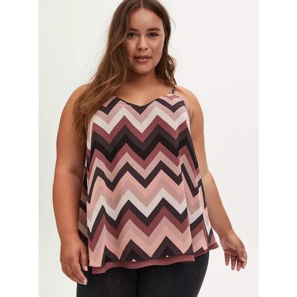 torrid Tops - Torrid Sophie Chiffon Double Layer Swing Cami Size 1X Colorful Casual Bohemian